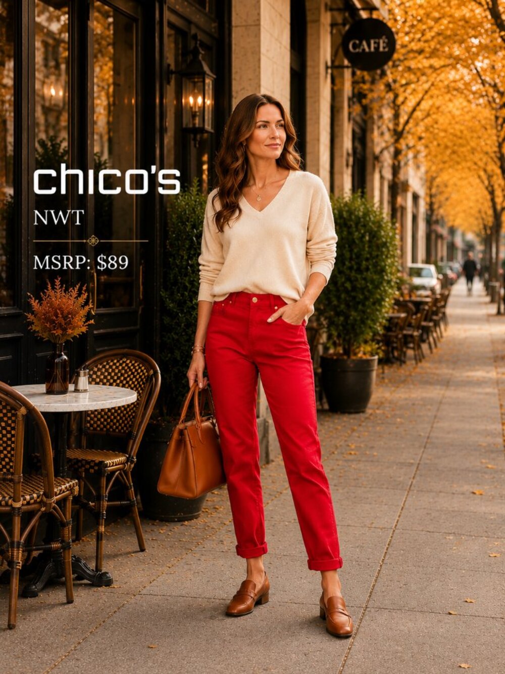 NWT Chico’s Platinum Boyfriend Jeans Size 0 Renaissance Red $89